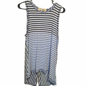 Cotton Innovation Striped Stretch Button Back Sleeveless Top Size M